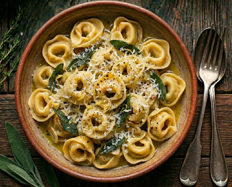 Cappelletti de verdura con mantequilla y limon